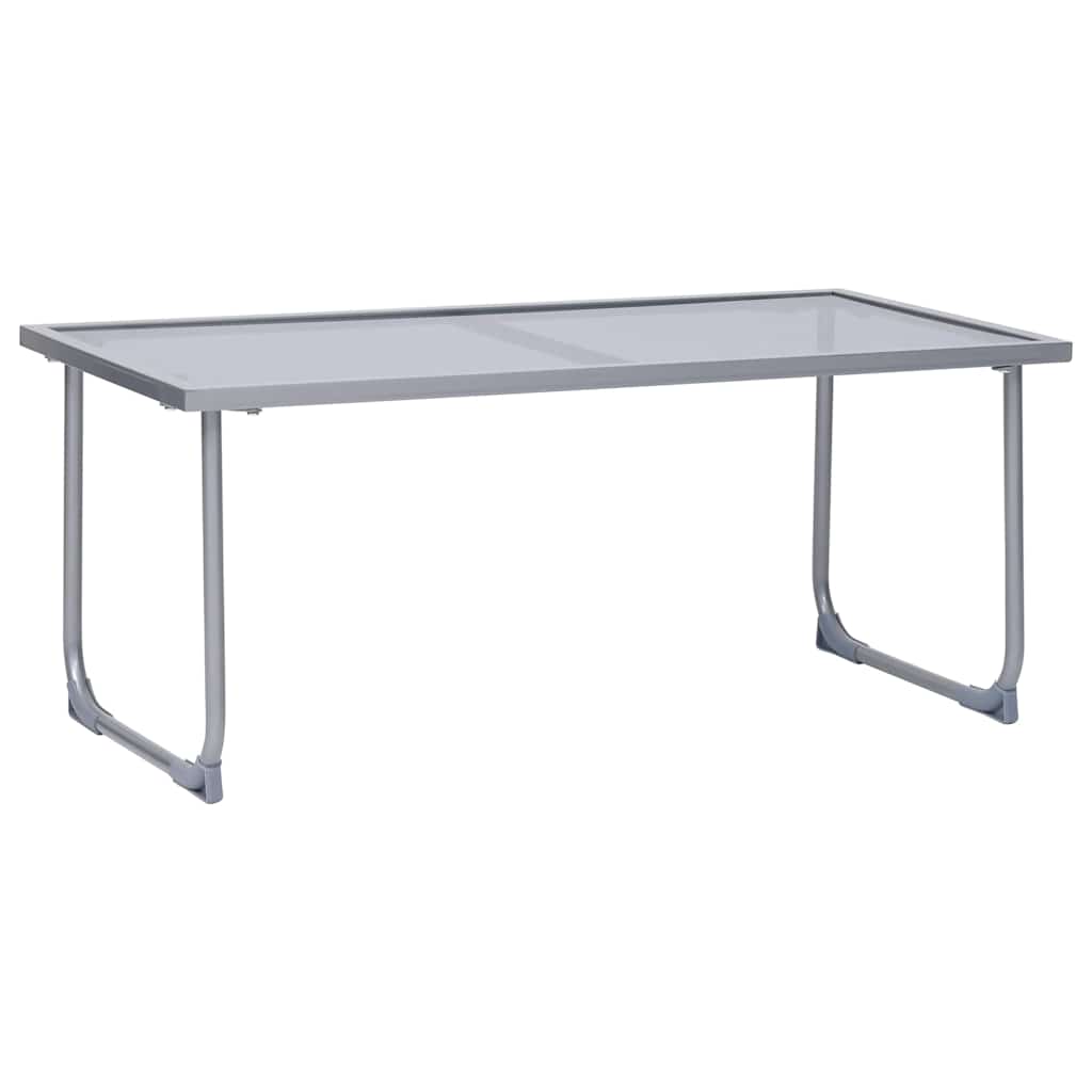 Set Divano da Giardino 4 pz in Tessuto e Acciaio Grigio