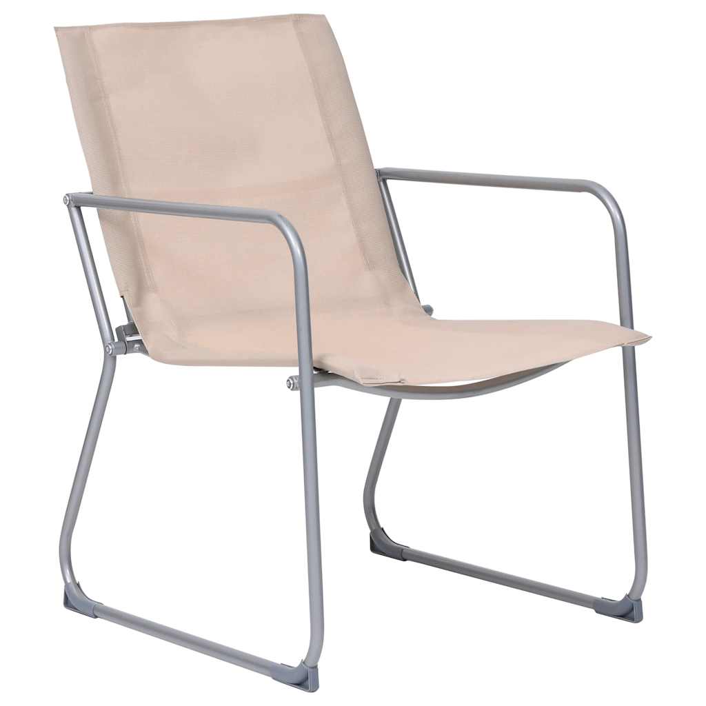 Set Divano da Giardino 4 pz in Tessuto e Acciaio Crema