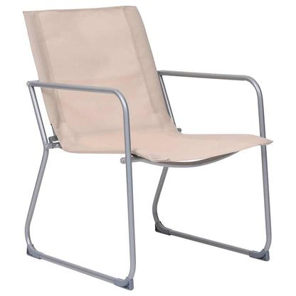 Set Divano da Giardino 4 pz in Tessuto e Acciaio Crema
