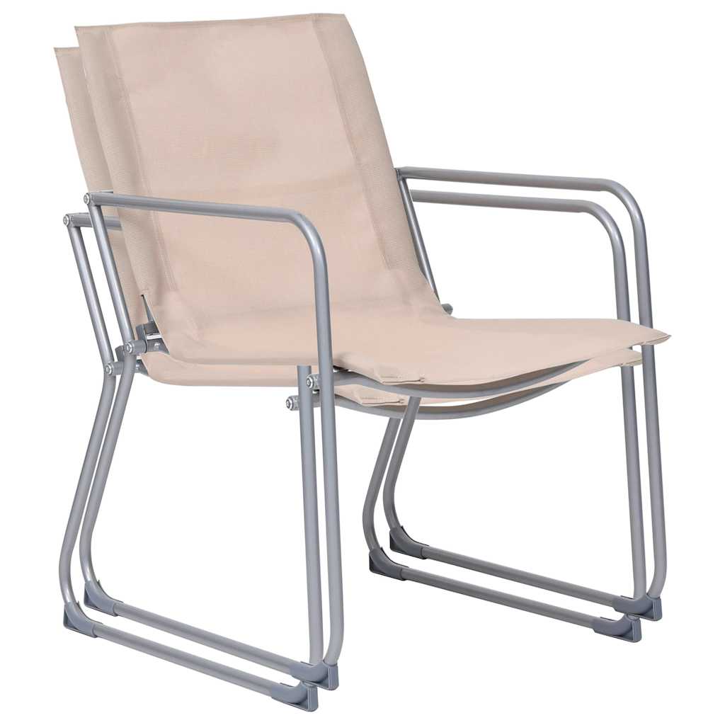 Set Divano da Giardino 4 pz in Tessuto e Acciaio Crema
