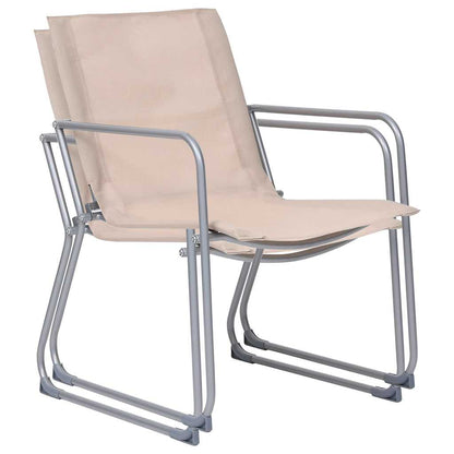 Set Divano da Giardino 4 pz in Tessuto e Acciaio Crema
