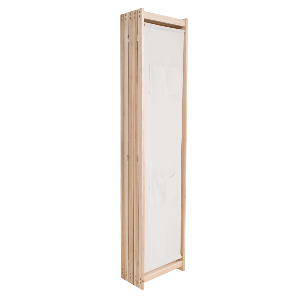 Paravento a 5 Pannelli Crema 200x170x4 cm in Tessuto - homemem39