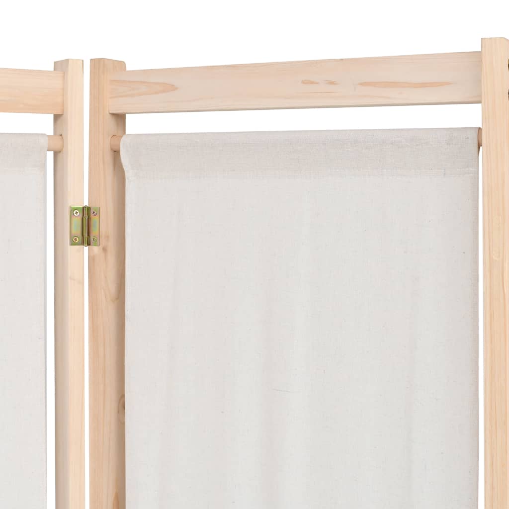 Paravento a 5 Pannelli Crema 200x170x4 cm in Tessuto - homemem39