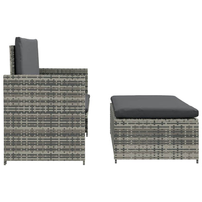 Set Divani da Giardino 2 pz con Cuscini in Polyrattan Grigio