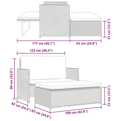 Set Divani da Giardino 2 pz con Cuscini in Polyrattan Grigio | homemem39