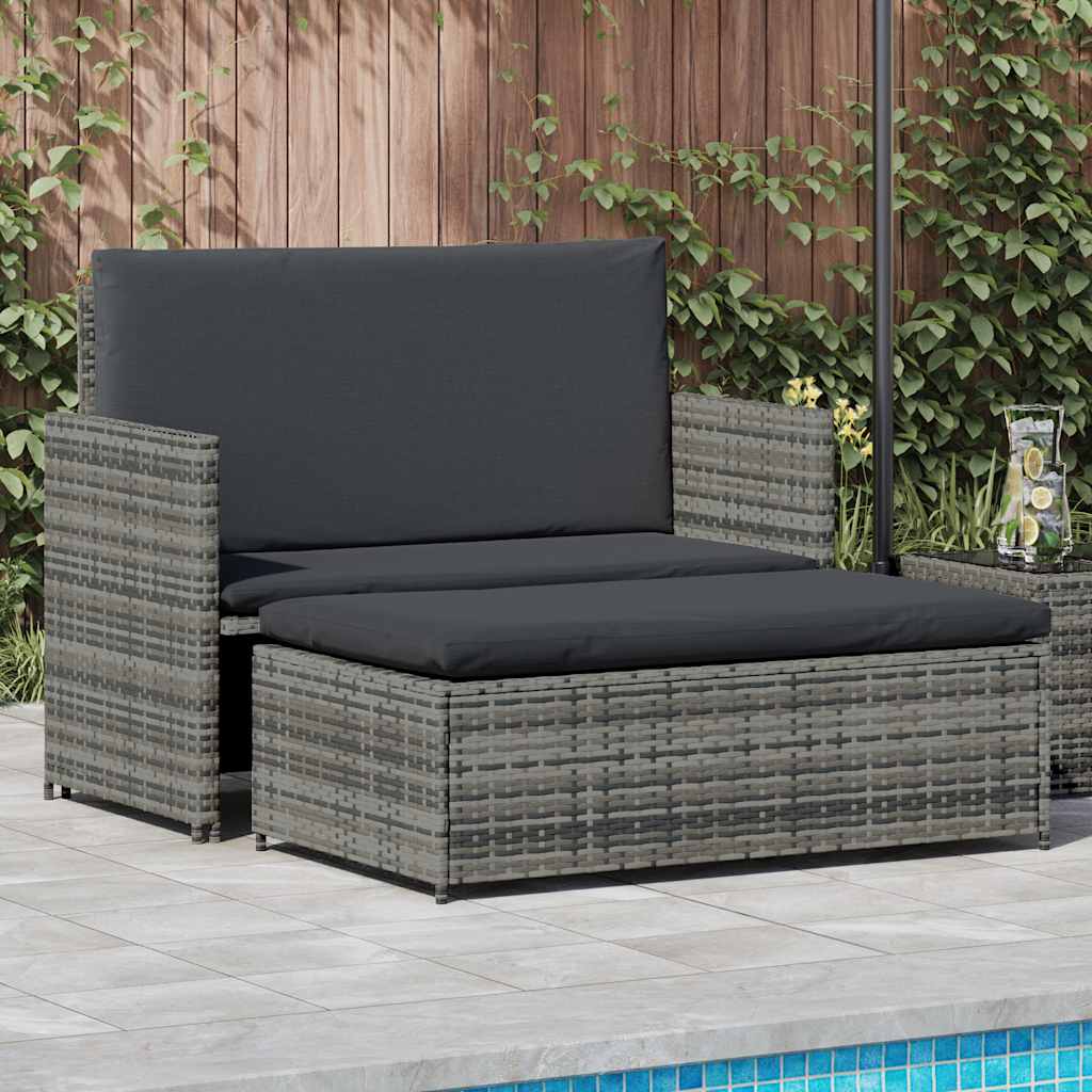 Set Divani da Giardino 2 pz con Cuscini in Polyrattan Grigio | homemem39