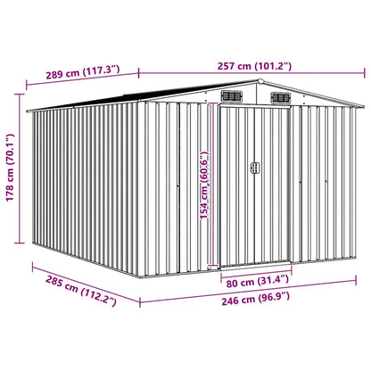 Casetta da Giardino 257x298x178 cm in Metallo Verde