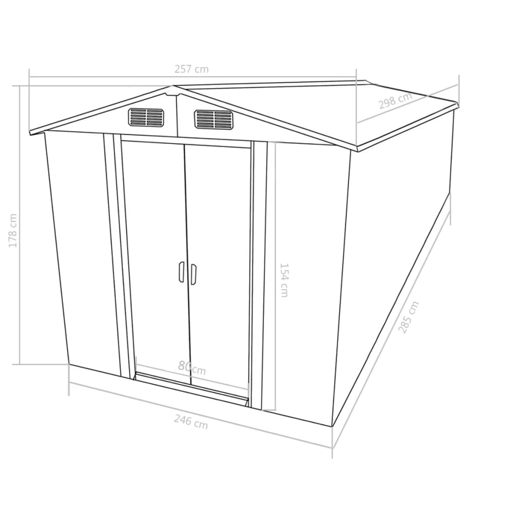 Casetta da Giardino 257x298x178 cm in Metallo Antracite - homemem39