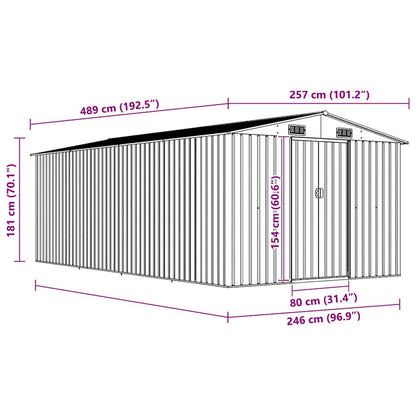 Casetta da Giardino 257x489x181 cm in Metallo Antracite