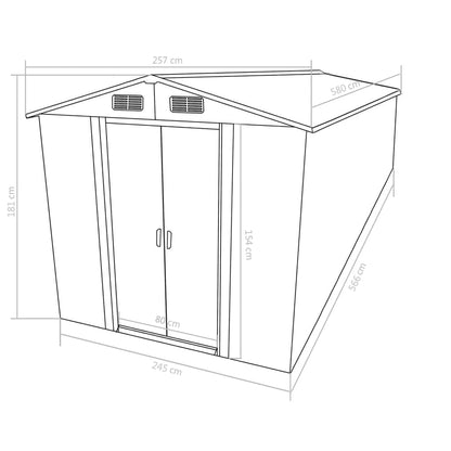 Casetta da Giardino 257x580x181 cm in Metallo Marrone - homemem39
