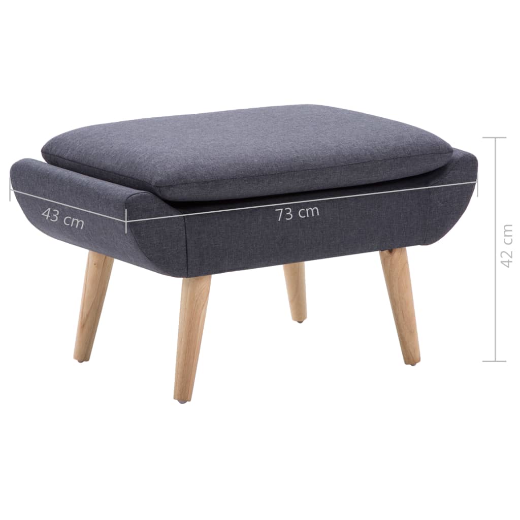 Poggiapiedi in Tessuto 73x43x42 cm Grigio Scuro - homemem39