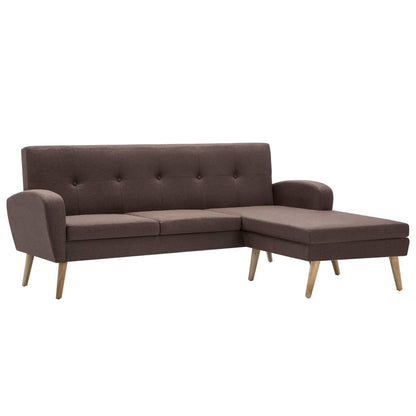 Divano a L con Rivestimento in Tessuto 186x136x79 cm Marrone