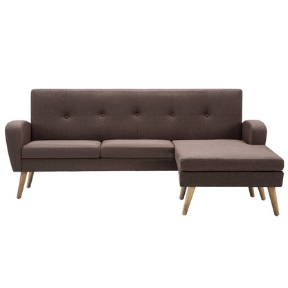 Divano a L con Rivestimento in Tessuto 186x136x79 cm Marrone