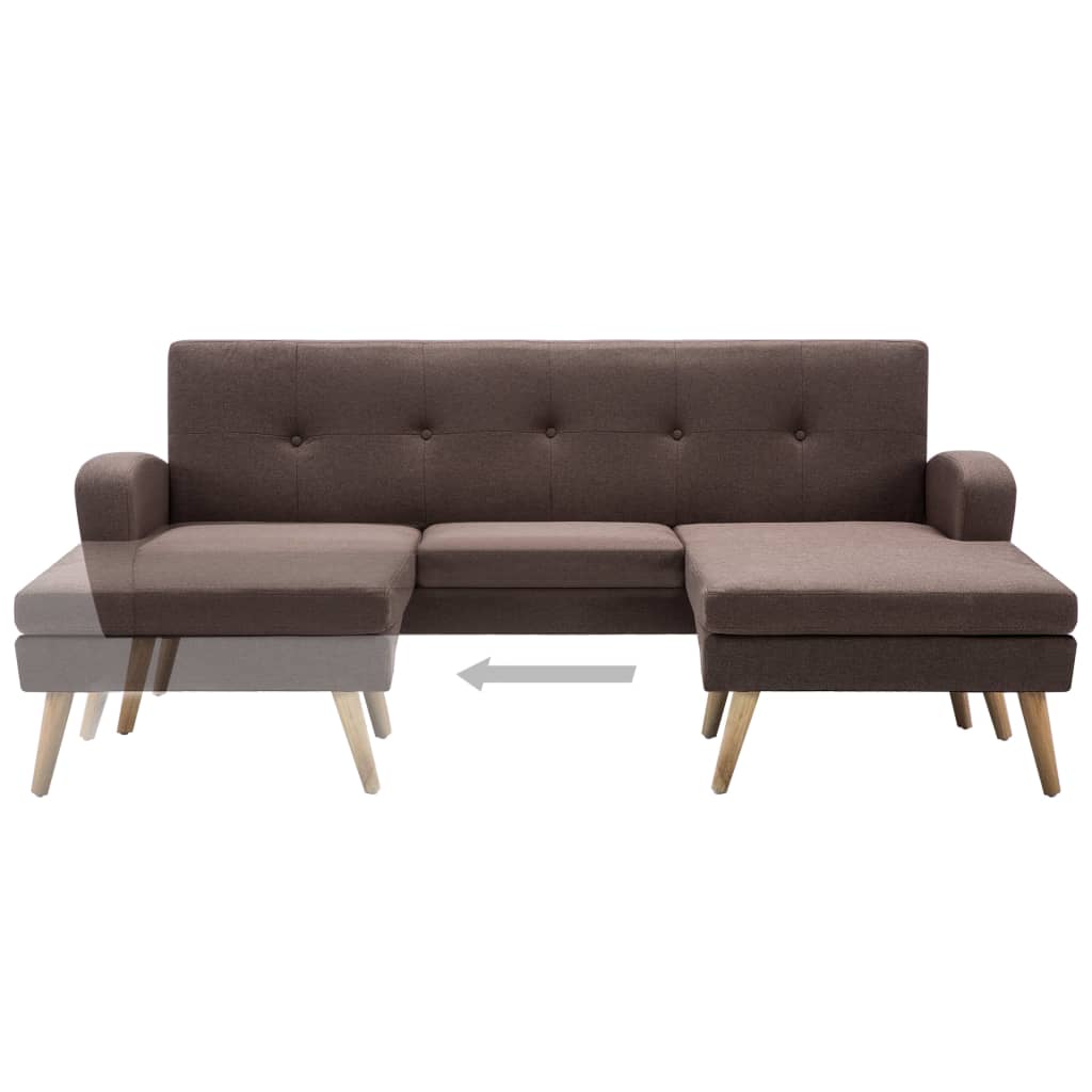 Divano a L con Rivestimento in Tessuto 186x136x79 cm Marrone
