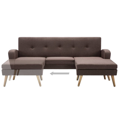 Divano a L con Rivestimento in Tessuto 186x136x79 cm Marrone