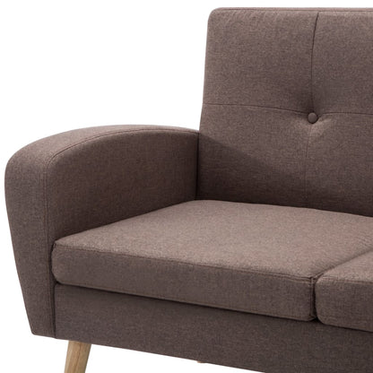 Divano a L con Rivestimento in Tessuto 186x136x79 cm Marrone