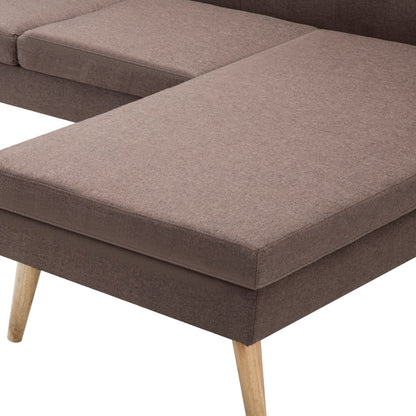 Divano a L con Rivestimento in Tessuto 186x136x79 cm Marrone
