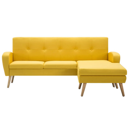 Divano a L con Rivestimento in Tessuto 186x136x79 cm Giallo