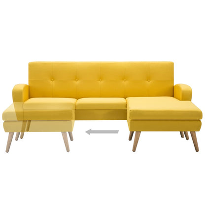 Divano a L con Rivestimento in Tessuto 186x136x79 cm Giallo