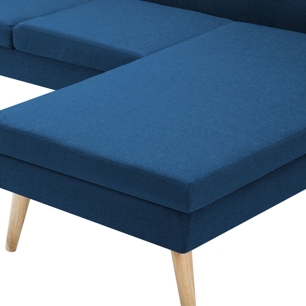 Divano a L con Rivestimento in Tessuto 186x136x79 cm Blu