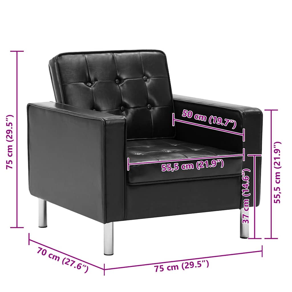 Poltrona Nera 75x70x75 cm Similpelle