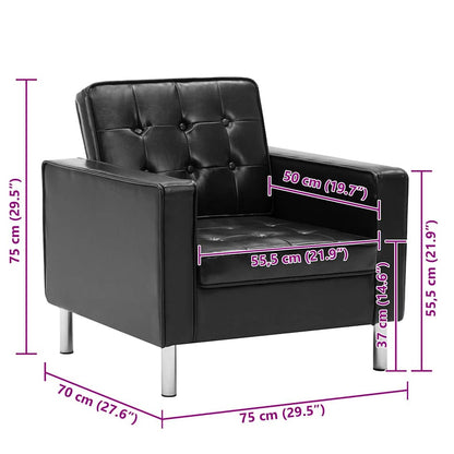 Poltrona Nera 75x70x75 cm Similpelle