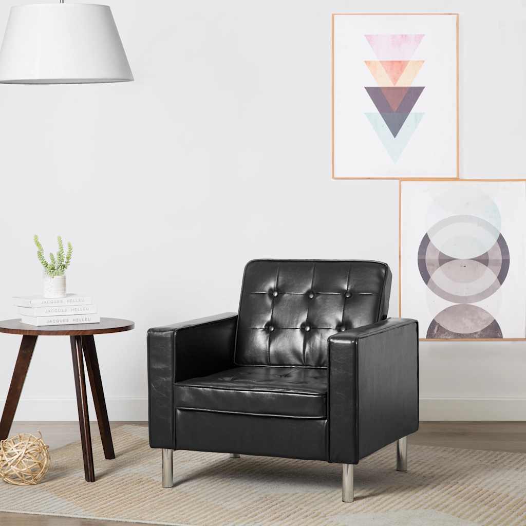 Poltrona Nera 75x70x75 cm Similpelle