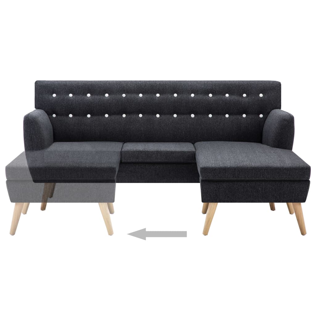 Divano a L Rivestito in Tessuto 171,5x138x81,5 cm Grigio Scuro