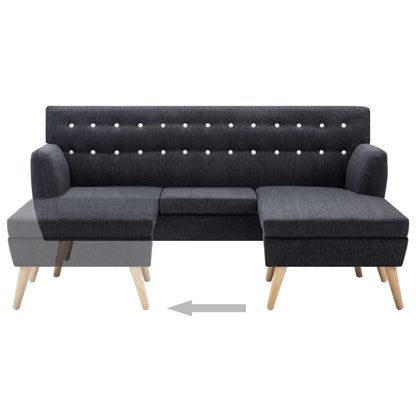 Divano a L Rivestito in Tessuto 171,5x138x81,5 cm Grigio Scuro
