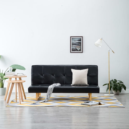 Divano Letto in Similpelle Nero