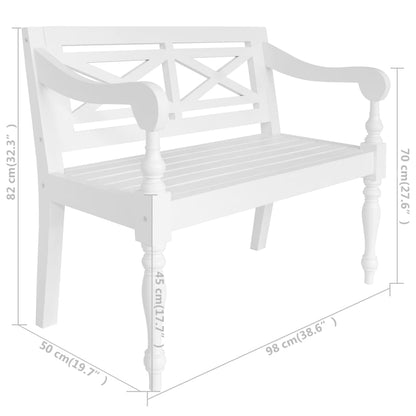Panchina Batavia 98 cm in Legno Massello di Mogano Bianca | homemem39