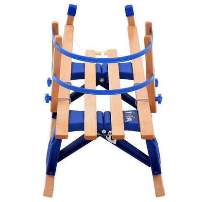 Slittino da Neve Pieghevole in Legno con Schienale 119 cm | homemem39