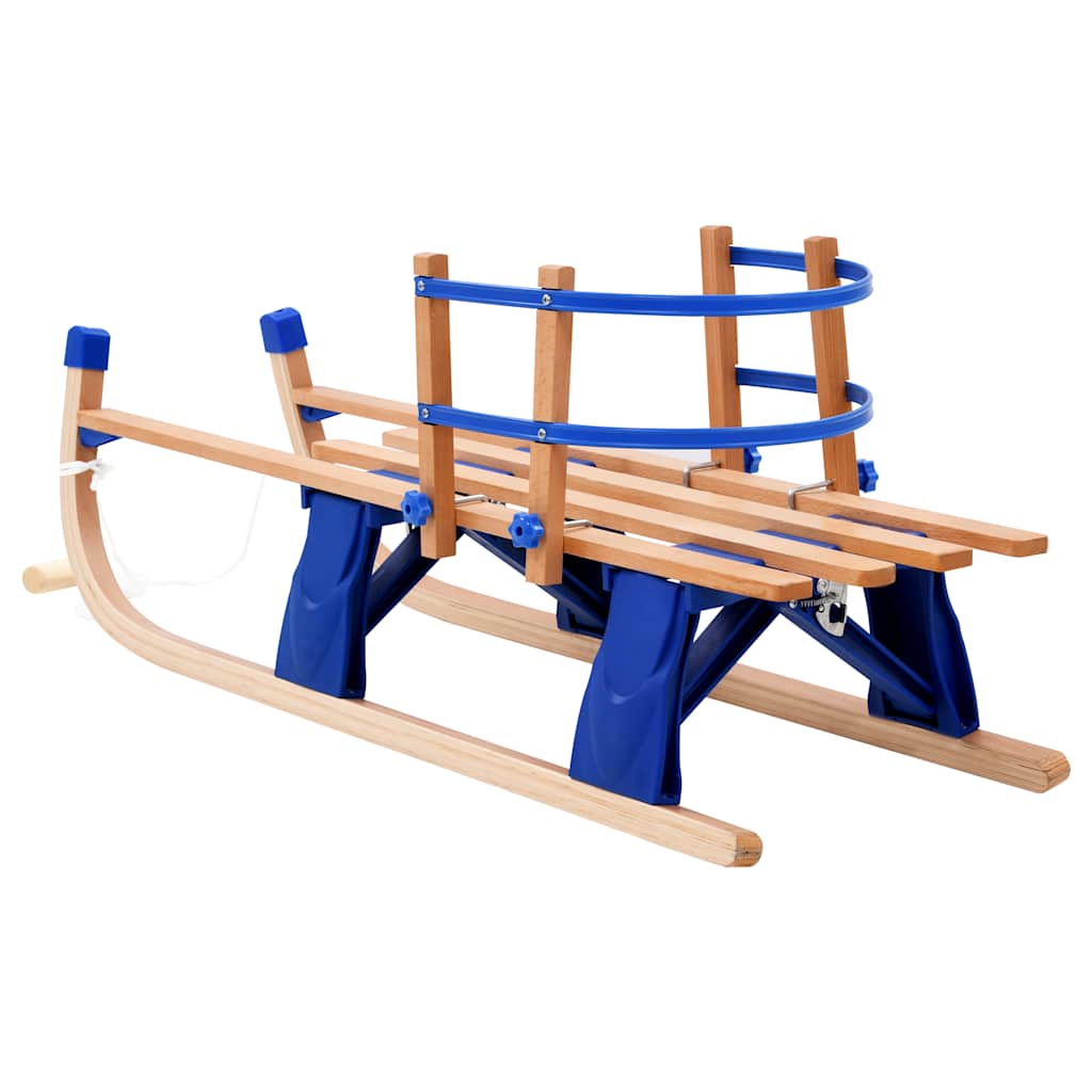 Slittino da Neve Pieghevole in Legno con Schienale 119 cm | homemem39