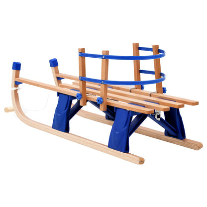 Slittino da Neve Pieghevole in Legno con Schienale 119 cm - homemem39