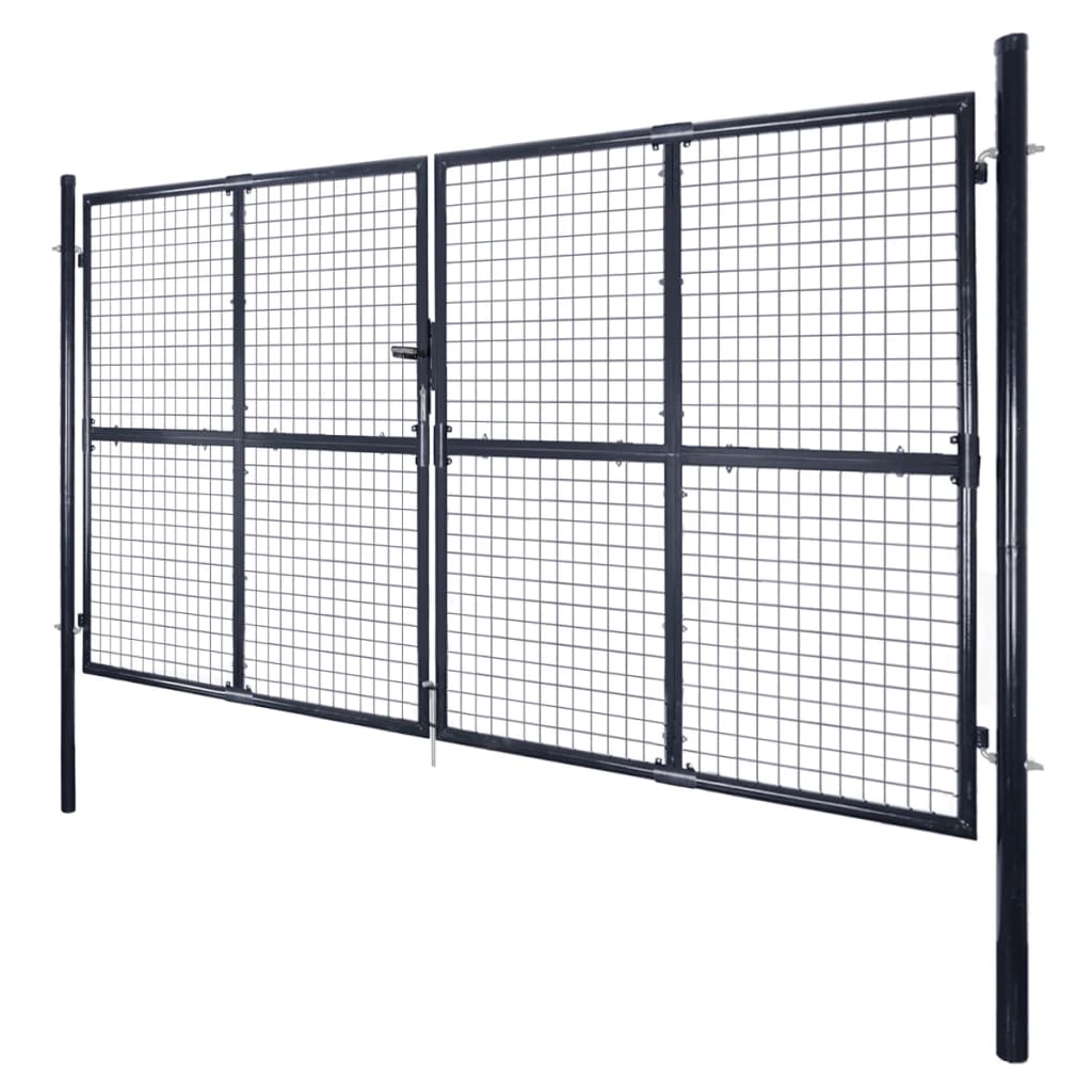 Cancello da Giardino in Rete di Acciaio Zincato 300x150 cm Grigio | homemem39