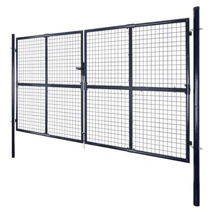 Cancello da Giardino in Rete di Acciaio Zincato 300x150 cm Grigio | homemem39