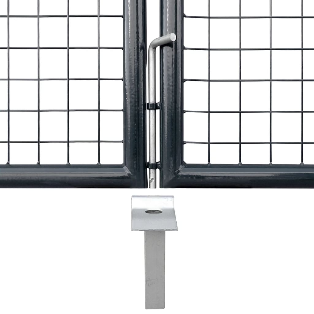 Cancello da Giardino in Rete di Acciaio Zincato 300x150 cm Grigio | homemem39