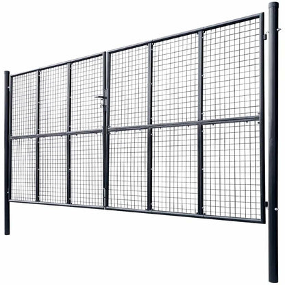 Cancello da Giardino in Rete di Acciaio Zincato 400x175 cm Grigio | homemem39