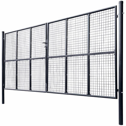 Cancello da Giardino in Rete di Acciaio Zincato 400x200 cm Grigio