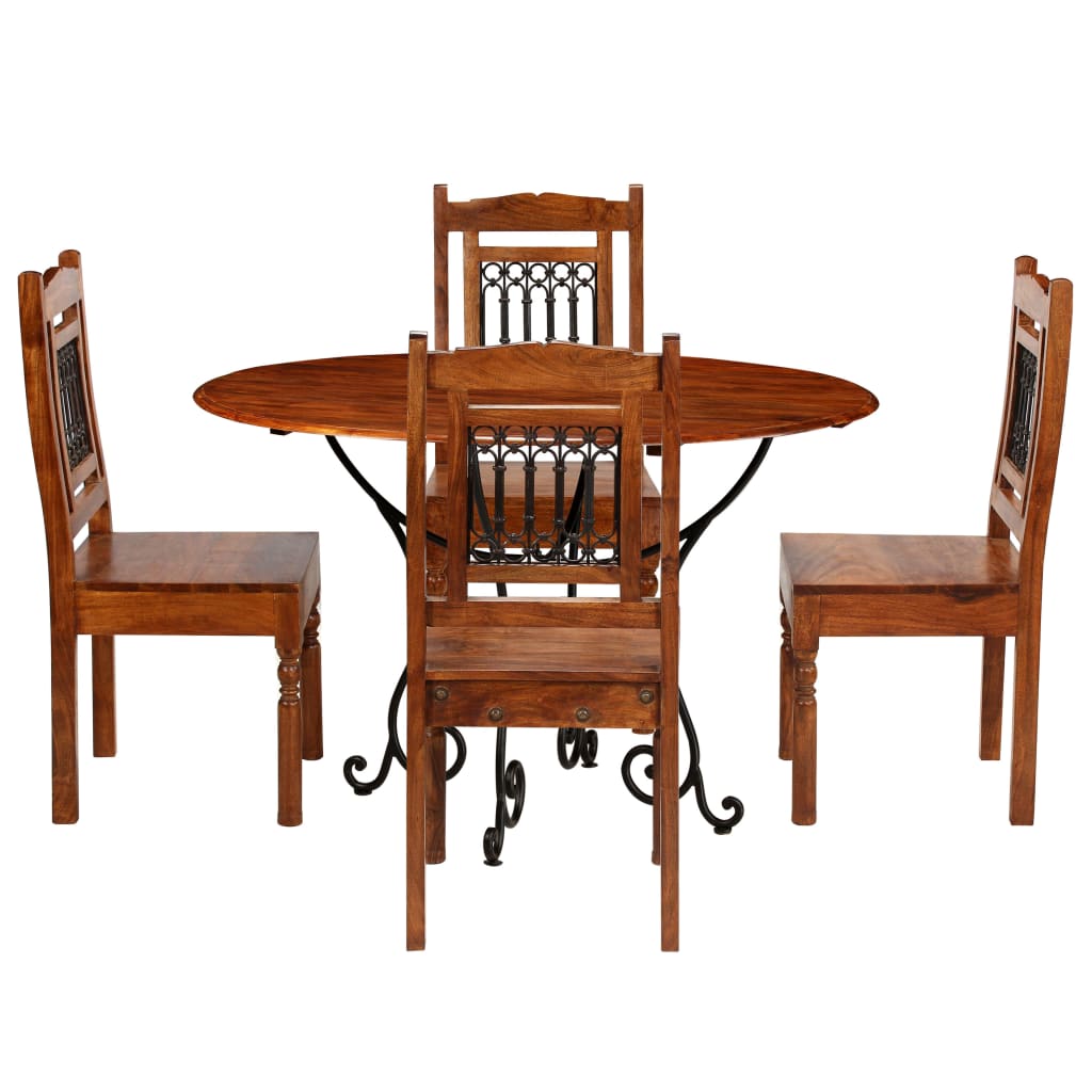 Set da Pranzo 5 pz in Legno Massello di Acacia