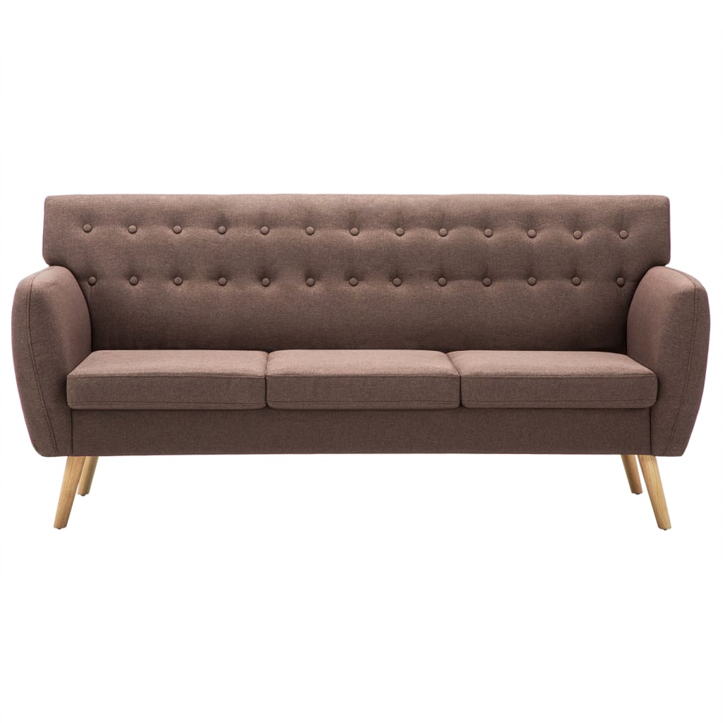 Divano a 3 Posti Rivestito in Tessuto 172x70x82 cm Marrone