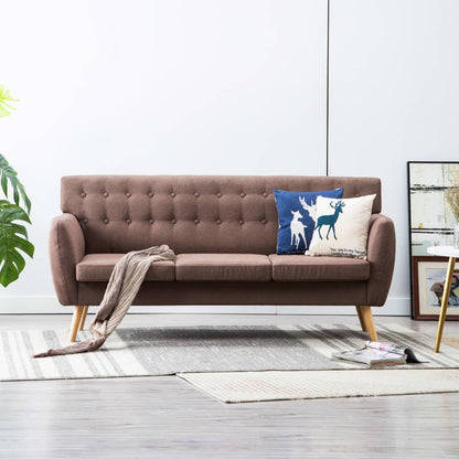 Divano a 3 Posti Rivestito in Tessuto 172x70x82 cm Marrone
