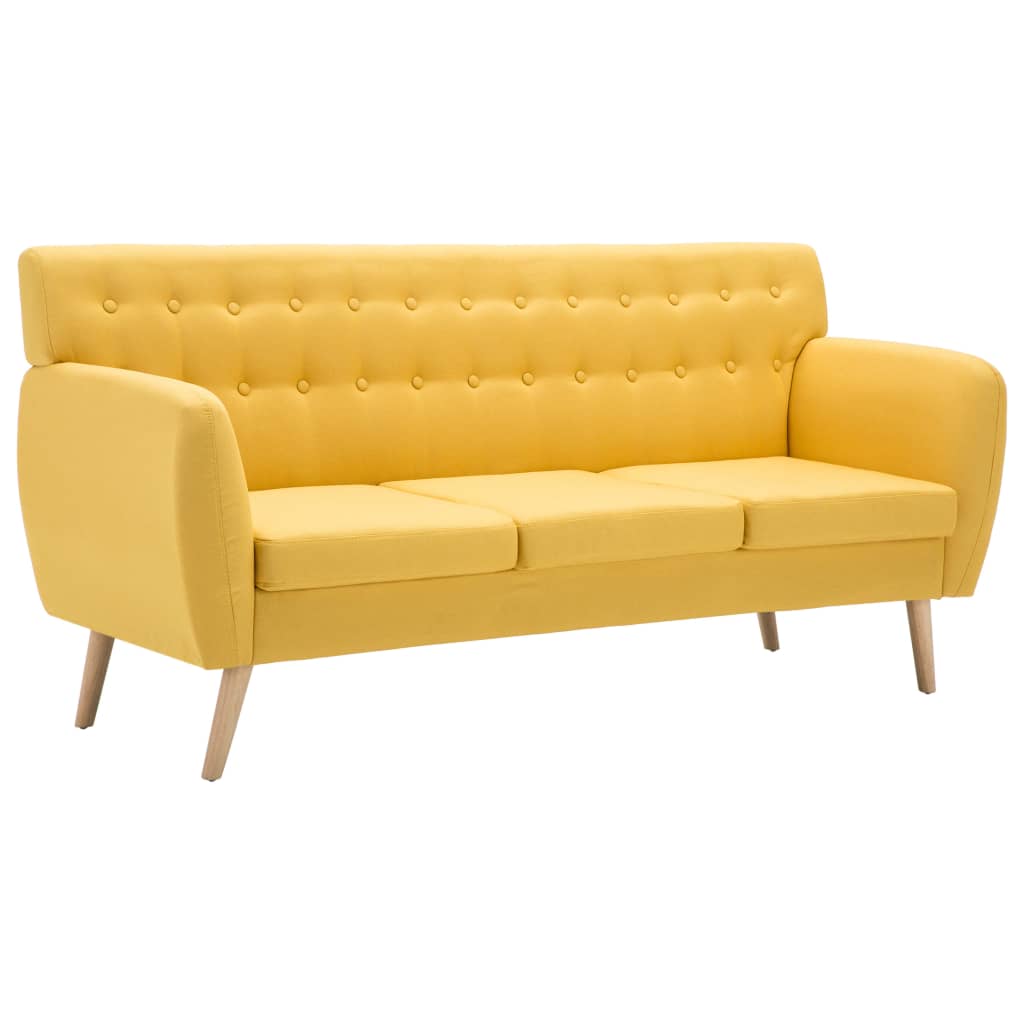 Divano a 3 Posti Rivestito in Tessuto 172x70x82 cm Giallo - homemem39
