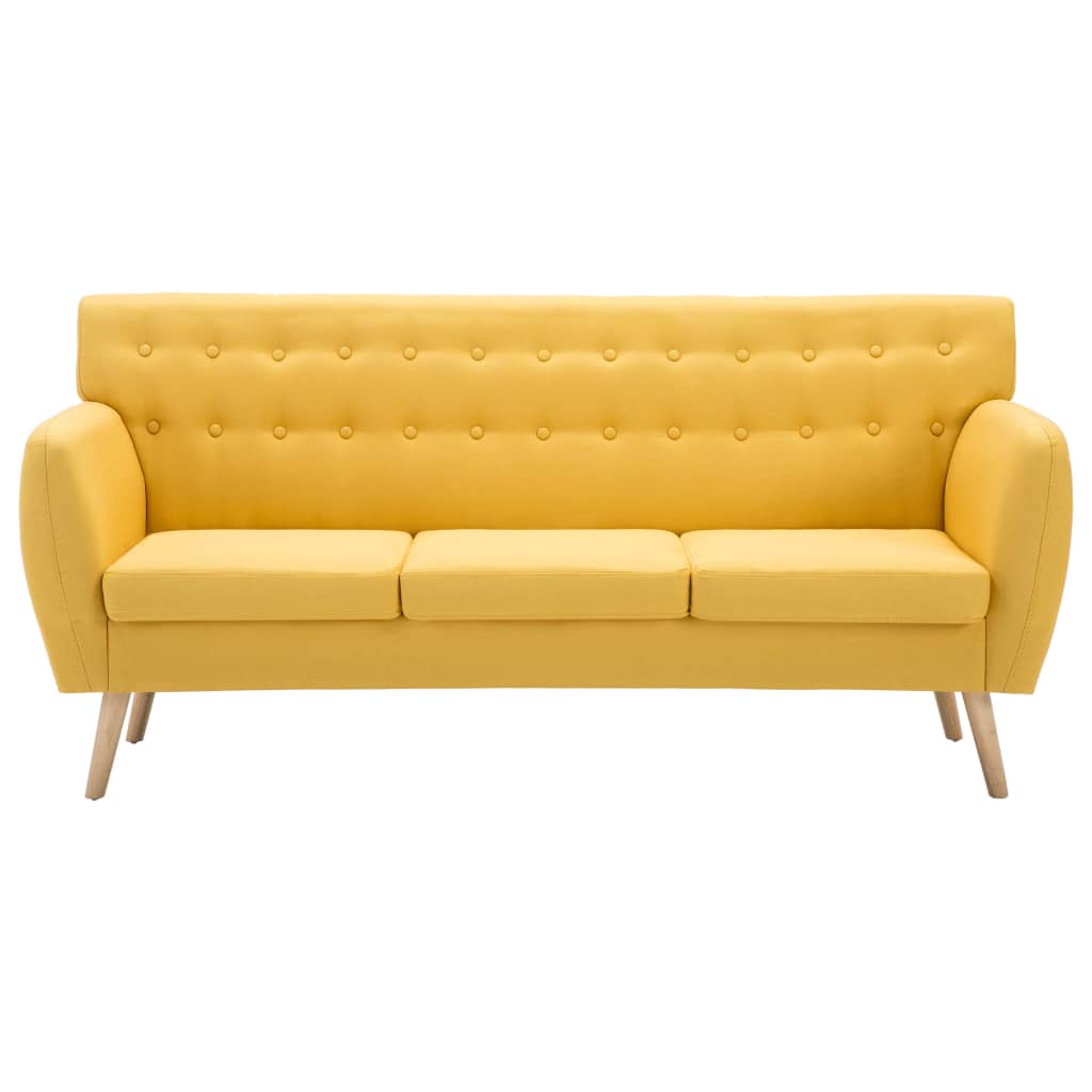Divano a 3 Posti Rivestito in Tessuto 172x70x82 cm Giallo | homemem39