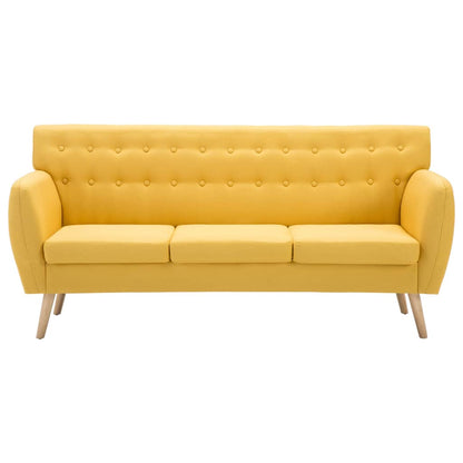 Divano a 3 Posti Rivestito in Tessuto 172x70x82 cm Giallo | homemem39