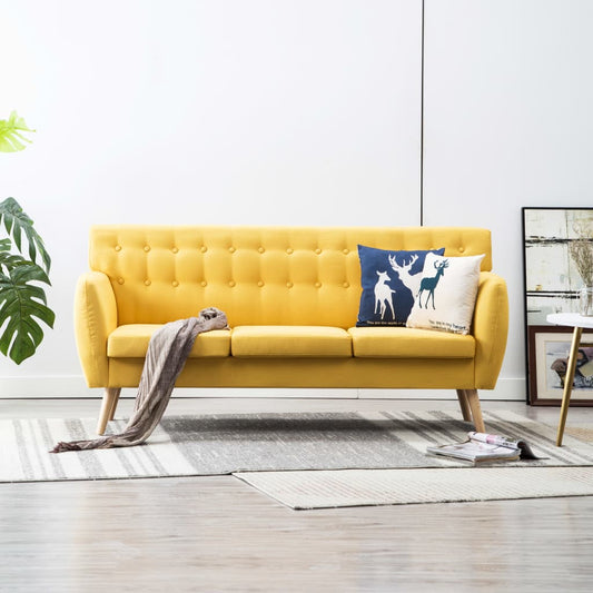 Divano a 3 Posti Rivestito in Tessuto 172x70x82 cm Giallo | homemem39