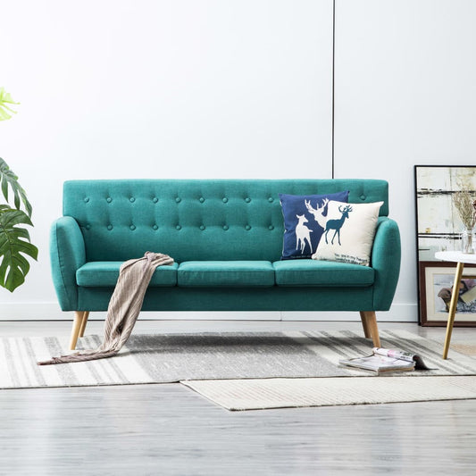 Divano a 3 Posti Rivestito in Tessuto 172x70x82 cm Verde | homemem39