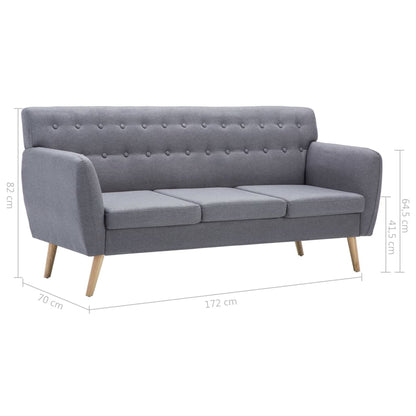 Divano a 3 Posti Rivestito in Tessuto 172x70x82cm Grigio Chiaro - homemem39