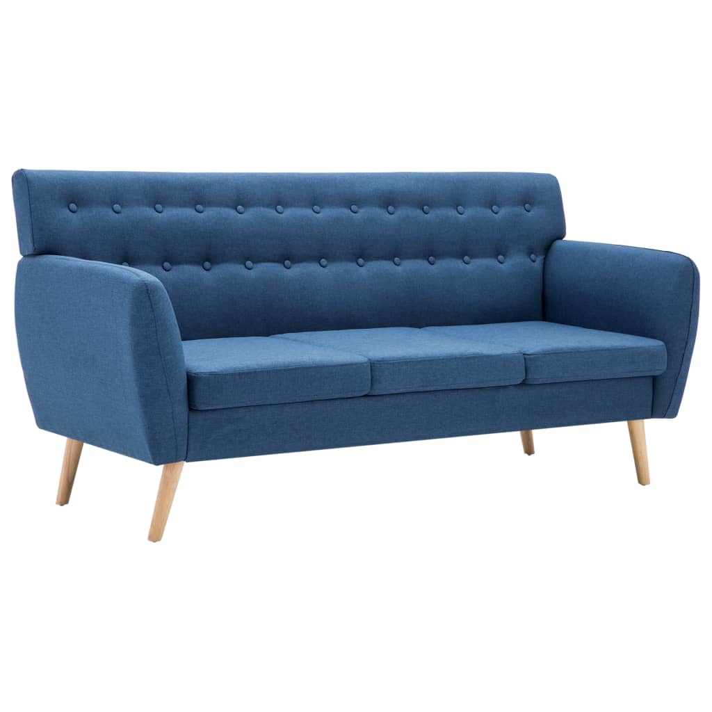 Divano a 3 Posti Rivestito in Tessuto 172x70x82 cm Blu | homemem39