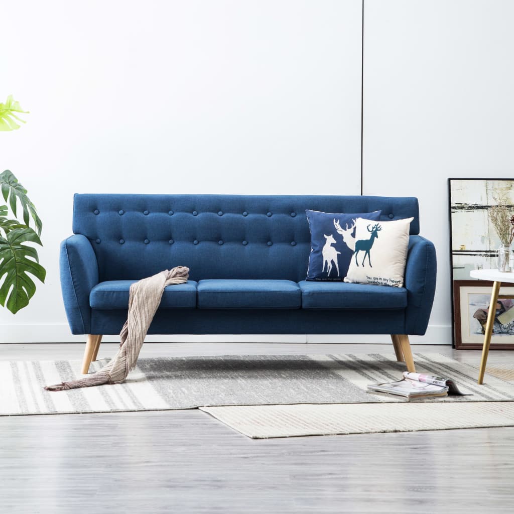 Divano a 3 Posti Rivestito in Tessuto 172x70x82 cm Blu | homemem39